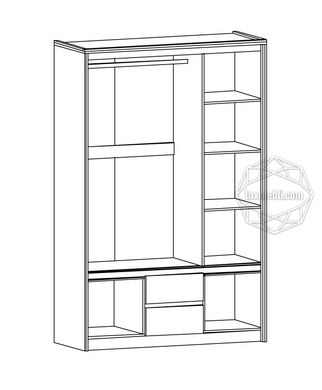 Шкаф 3Д2Ш Доминика Артисан/Серый (Мебель Сервис)