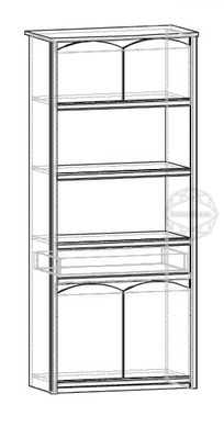 Книжный Шкаф 4Д+1Ш Валенсия Дуб самоа (Мебель Сервис)
