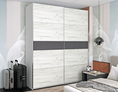 Шкаф-купе G-Caiser 200x240x60 2ДСП Белый/Дуб крафт белый-вставка Графит (Дорос)