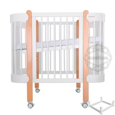Кроватка-трансформер NIKA SLIM 5-в-1 60x95/120 белый+натуральный (IngVart)