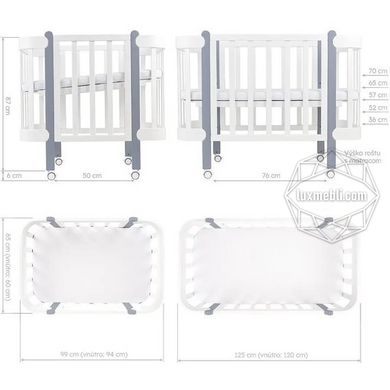 Кроватка-трансформер NIKA SLIM 5-в-1 60x95/120 белый+натуральный (IngVart)