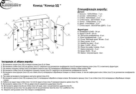 Комод-3Д Дуб сонома (Компанит)