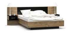 Кровать 160х200 + Прикроватная тумба 2 шт Фиеста Дуб април/Черный (Мебель Сервис)