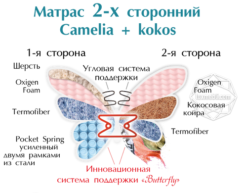 Матрас MatroLuxe Camelia+kokos/Камелия+кокос 70x190