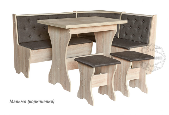 Кухонный уголок ДСП +стол+табуретки (мальмо коричневый) (Мебель Сервис)