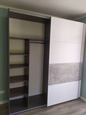 Шкаф-купе G-Caiser 220x240x60 2ДСП Антрацит/Белый-вставка Бетон (Дорос)