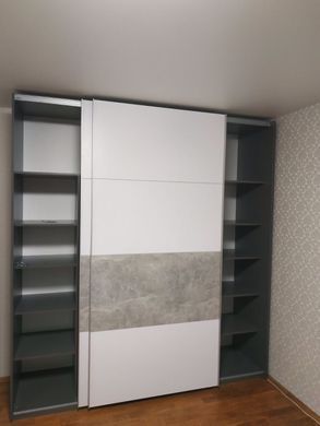 Шкаф-купе G-Caiser 220x240x60 2ДСП Антрацит/Белый-вставка Бетон (Дорос)