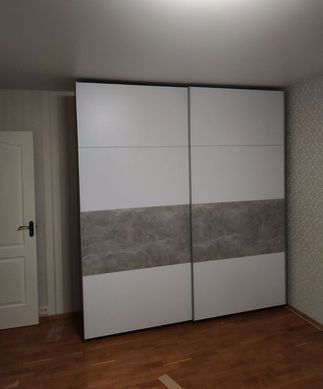 Шкаф-купе G-Caiser 220x240x60 2ДСП Антрацит/Белый-вставка Бетон (Дорос)