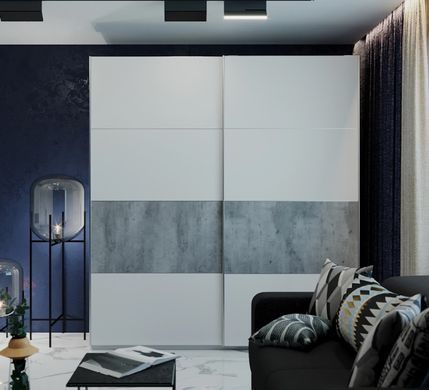 Шкаф-купе G-Caiser 220x240x60 2ДСП Антрацит/Белый-вставка Бетон (Дорос)