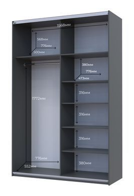 Шкаф-купе G-Caiser 160x240x60 2ДСП Графит/Дуб крафт серый (Дорос)