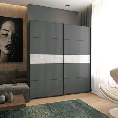 Шкаф-купе G-Caiser 220x240x60 2ДСП Графит/Графит-вставка Бетон (Дорос)