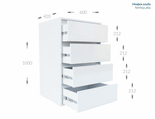 Комод &laquo;Ідея К 1000/600/4Ш&raquo; Німфея альба (Garant)