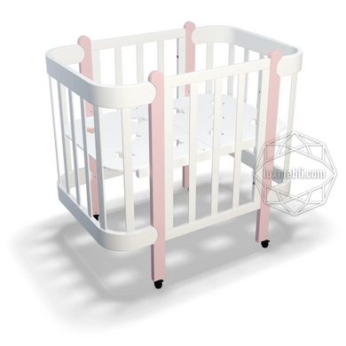 Кроватка-трансформер NIKA 5-в-1 60x95/120 белый+розовый (IngVart)