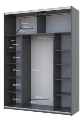Шкаф-купе G-Caiser 180x240x60 1ДСП/1зеркало Графит/Графит (Дорос)