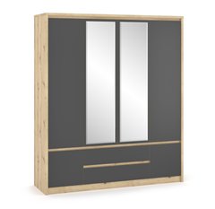 Шкаф 4Д2Ш Доминика Артисан/Серый (Мебель Сервис)