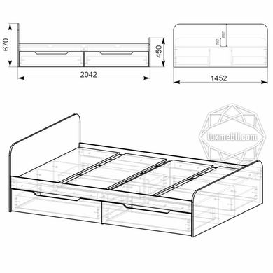 Ліжко Віола-140 Горіх (Компаніт)