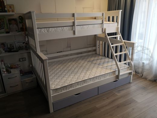 Кровать двухъярусная Скандинавия MebiGrand 120x190, 80x190 белый