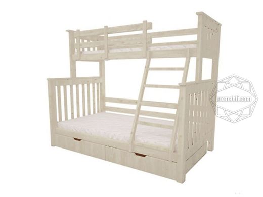Ліжко двоярусне Скандинавія MebiGrand 120x190, 80x190 білий
